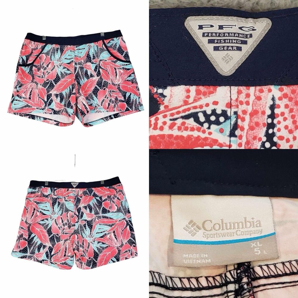 Columbia Women's Swim Shorts - Coral and Teal Floral